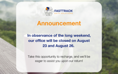 In observance of the long weekend, our office will be closed on August 23 and August 26